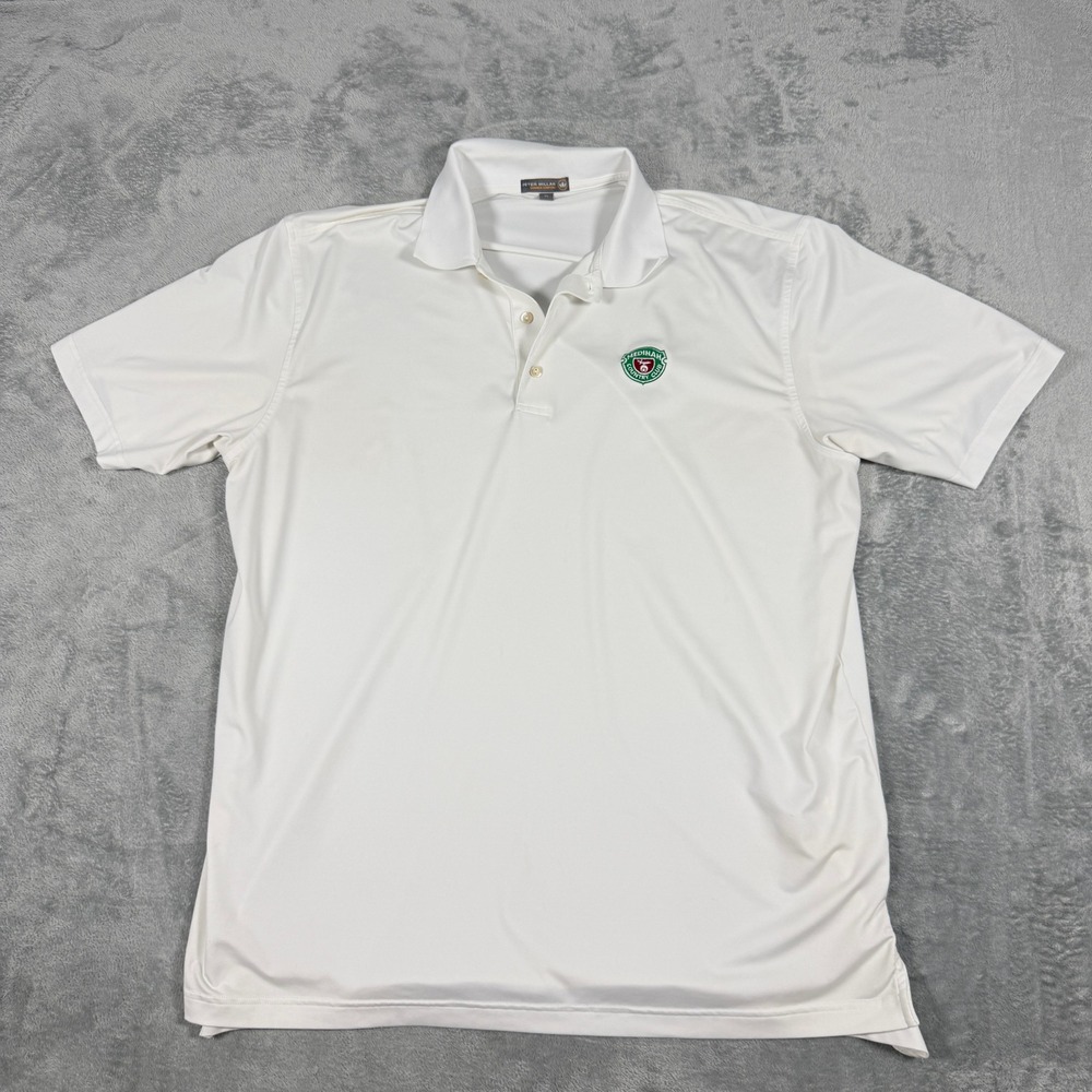 Peter Millar Mens XL Polo Shirt White Medinah Country Club Summer Comfort Golf